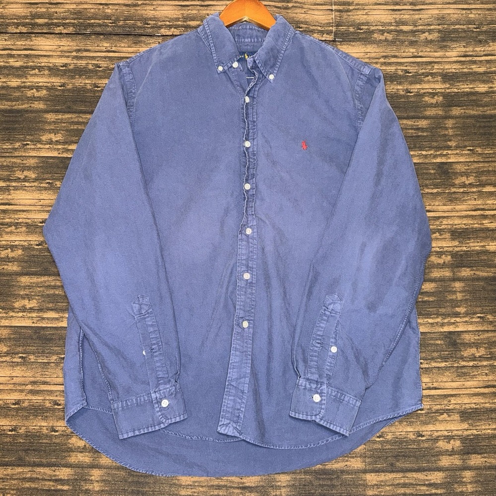 Polo Ralph Lauren Button Down Dress Shirt Blue Red Pony Oxford Collar Size XL